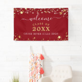 クラス懇親会ウェルカムレッド金ゴールドスターライト 横断幕 (インサイチュ)