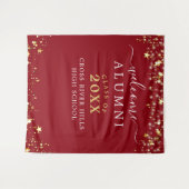 クラス懇親会ウェルカムレッド金ゴールドスター タペストリー (正面(横))