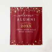 クラス懇親会ウェルカムレッド金ゴールドスター タペストリー (正面)