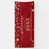 クラス懇親会ウェルカムレッド金ゴールドスター 横断幕 (縦)