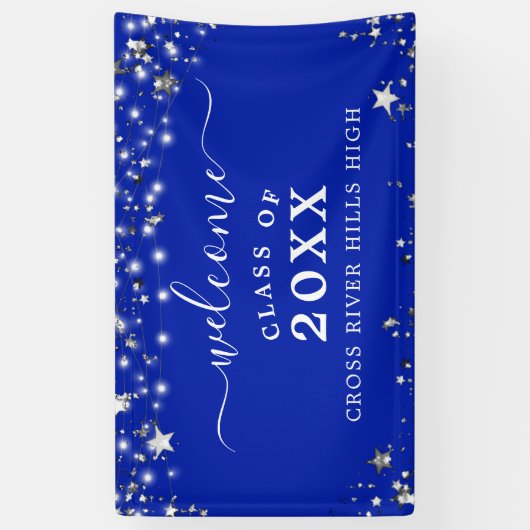 クラス懇親会ウェルカム王室のブルースターズライト 横断幕 (縦)