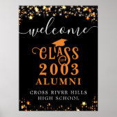 クラス懇親会ウェルカム金ゴールドスターズブラックカスタム ポスター (正面)