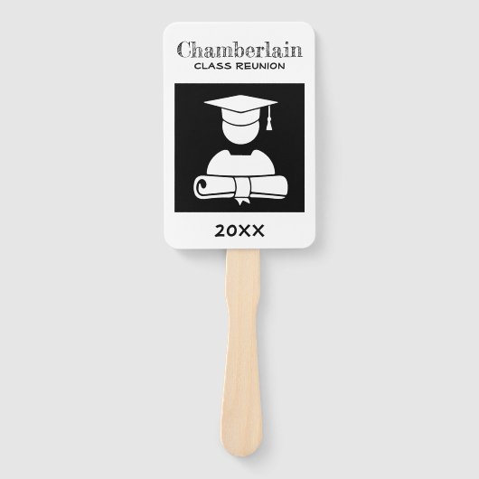 クラス懇親会エレガント白黒カスタム ハンドファン (正面)