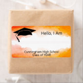 クラス懇親会オレンジ色の水色名タグ ラベル (インサイチュ)