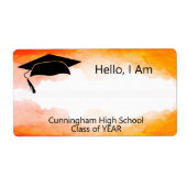 クラス懇親会オレンジ色の水色名タグ ラベル (正面)