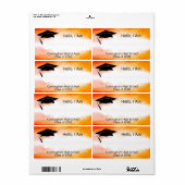 クラス懇親会オレンジ色の水色名タグ ラベル (フルシート)