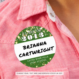 クラス懇親会グリーン金ゴールド星名タグ ラウンドシール