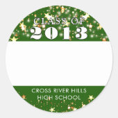 クラス懇親会グリーン金ゴールド星名タグ ラウンドシール (正面)