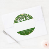 クラス懇親会グリーン金ゴールド星名タグ ラウンドシール (封筒)