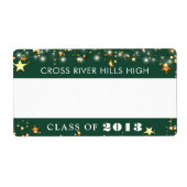 クラス懇親会グリーン金ゴールド星名タグ ラベル (正面)