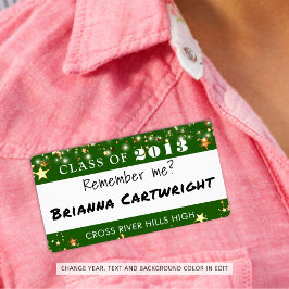 クラス懇親会グリーン金ゴールド星名タグ ラベル