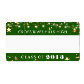 クラス懇親会グリーン金ゴールド星名タグ ラベル (正面)