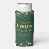 クラス懇親会ダークグリーン金ゴールドスターパーソナライズされた スリム缶クーラー (Seltzer正面)