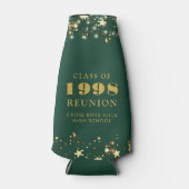 クラス懇親会ダークグリーン金ゴールドスターパーソナライズされた ボトルクーラー (正面)