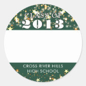 クラス懇親会ダークグリーン金ゴールド星名タグ ラウンドシール (正面)