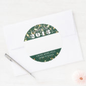 クラス懇親会ダークグリーン金ゴールド星名タグ ラウンドシール (封筒)