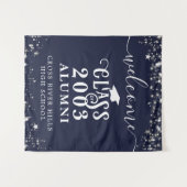 クラス懇親会ネイビーブルーウェルカムクラス年度卒業生 タペストリー (正面(横))