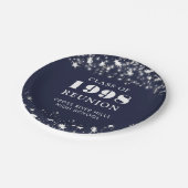 クラス懇親会ネイビーブルーシルバースターズパーソナライズされた ペーパープレート (アングル)