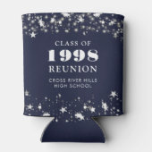 クラス懇親会ネイビーブルーシルバースターズパーソナライズされた 缶クーラー (裏面)