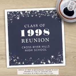 クラス懇親会ネイビーブルーシルバーパーソナライズされた スタンダードカクテルナプキン