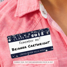 クラス懇親会ネイビーブルーシルバー名タグ