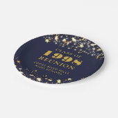 クラス懇親会ネイビーブルー金ゴールドスターズパーソナライズされた ペーパープレート (アングル)