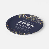 クラス懇親会ネイビーブルー金ゴールドスターズパーソナライズされた ペーパープレート (アングル)