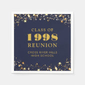 クラス懇親会ネイビーブルー金ゴールド パーソナライズされた スタンダードカクテルナプキン (正面)