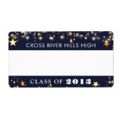 クラス懇親会ネイビー金ゴールド星名タグ ラベル (正面)