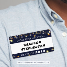 クラス懇親会ネイビー金ゴールド星名タグ