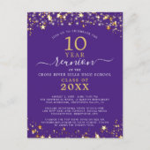 クラス懇親会パープル金ゴールドスターズ任意の年 ポストカード (正面)