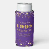 クラス懇親会パープル金ゴールドスターパーソナライズされた スリム缶クーラー (Seltzer正面)