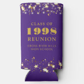 クラス懇親会パープル金ゴールドスターパーソナライズされた スリム缶クーラー (裏面)