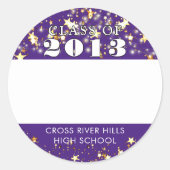 クラス懇親会パープル金ゴールド星名タグ ラウンドシール (正面)