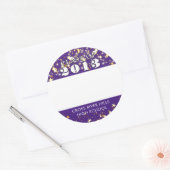 クラス懇親会パープル金ゴールド星名タグ ラウンドシール (封筒)