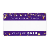 クラス懇親会パープル金ゴールド星名タグ ラベル (正面)