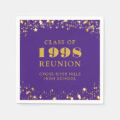 クラス懇親会パープル金ゴールド パーソナライズされた スタンダードカクテルナプキン (正面)