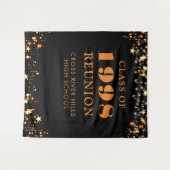 クラス懇親会フォトブースブラックオレンジ背景 タペストリー (正面(横))