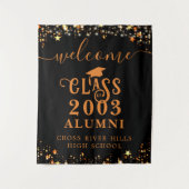 クラス懇親会ブラックオレンジウェルカムクラス年 タペストリー (正面)