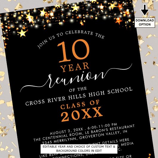 クラス懇親会ブラックオレンジスターズ任意の年 招待状