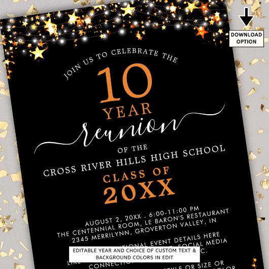 クラス懇親会ブラックオレンジスターズ任意の年 招待状