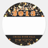 クラス懇親会ブラックオレンジスターズ名タグ ラウンドシール (正面)