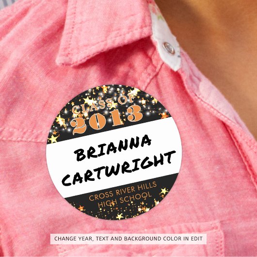 クラス懇親会ブラックオレンジスターズ名タグ ラウンドシール