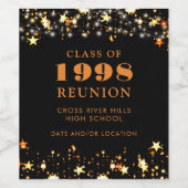 クラス懇親会ブラックオレンジ金ゴールドスターパーソナライズされた ワインラベル (シングルラベル)