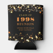 クラス懇親会ブラックオレンジ金ゴールドスターパーソナライズされた 缶クーラー (裏面)