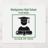 クラス懇親会ブラックグリーンカスタム スパークリングワインラベル (シングルラベル)