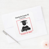 クラス懇親会ブラックレッドカスタムデザイン スクエアシール (封筒)