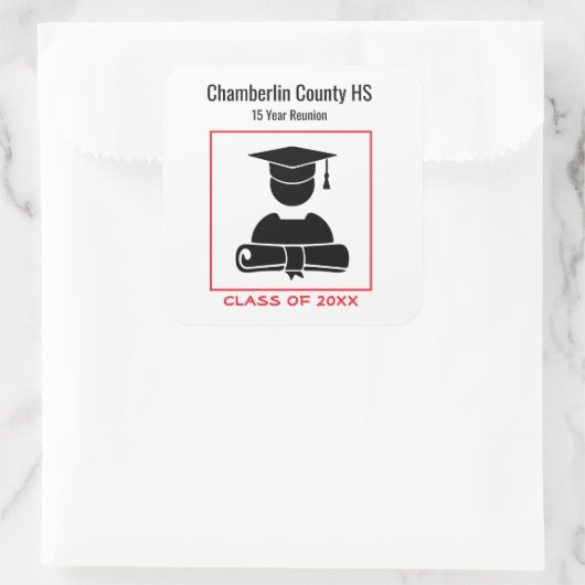 クラス懇親会ブラックレッドカスタムデザイン スクエアシール (バッグ)