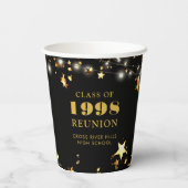 クラス懇親会ブラック金ゴールドスターパーソナライズされた 紙コップ (裏面)