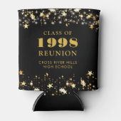 クラス懇親会ブラック金ゴールドスターパーソナライズされた 缶クーラー (正面)